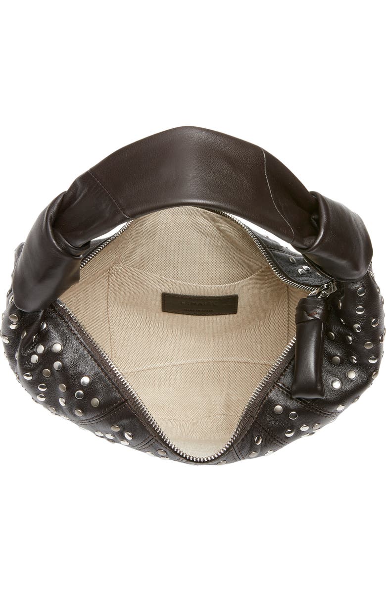 Lemaire Mini Fortune Croissant Studded Leather Handbag, Alternate, color, Dark Chocolate