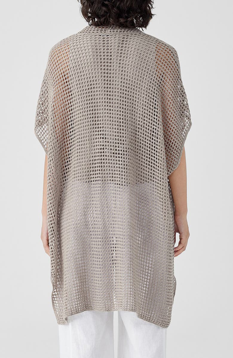 Eileen Fisher Open Stitch Longline Organic Linen Cardigan, Alternate, color,