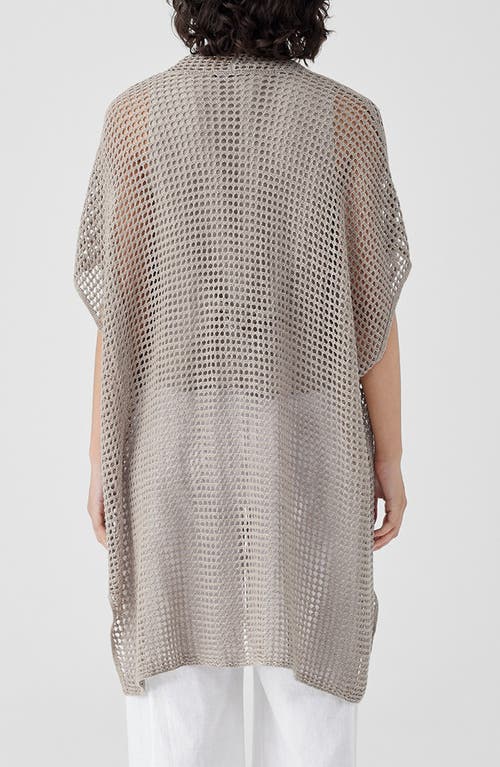 EILEEN FISHER EILEEN FISHER OPEN STITCH LONGLINE ORGANIC LINEN CARDIGAN