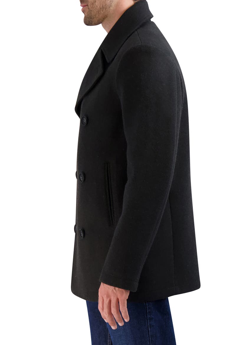 Double Breasted Peacoat, Alternate, color, BLACK