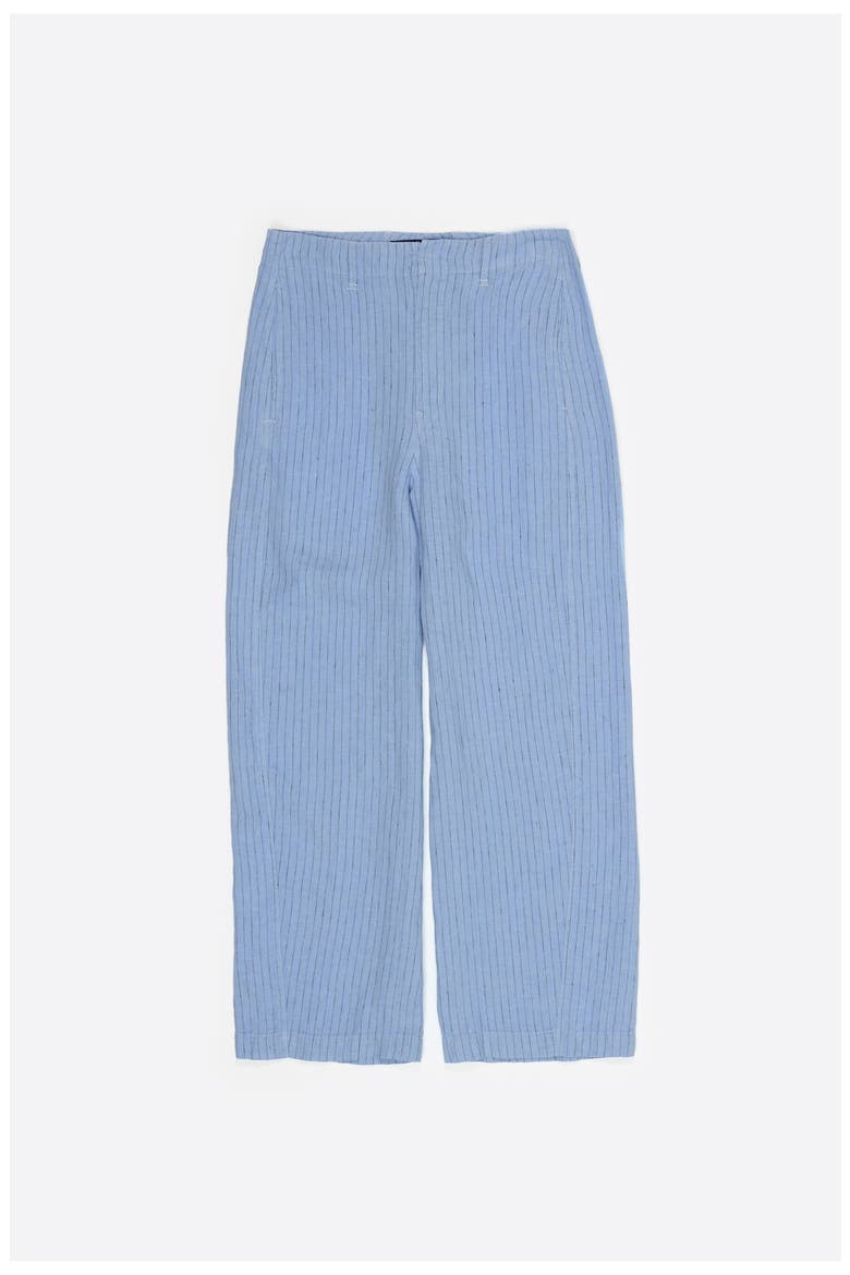 Striped Washed Linen Barrel Trousers, Alternate, color, LIGHT BLUE