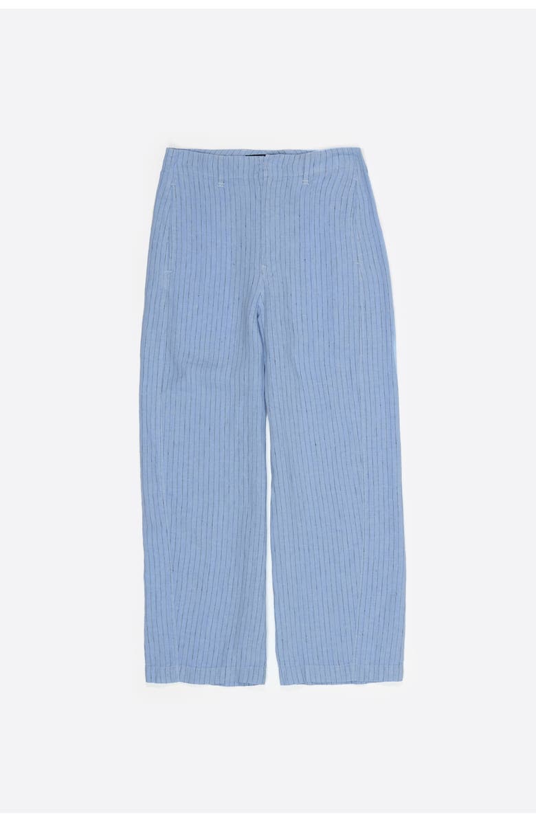 Bimba y Lola Striped Washed Linen Barrel Trousers, Alternate, color, Light Blue