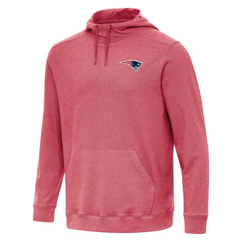 Men's Antigua Heather Red New England Patriots Cloud Pullover Hoodie