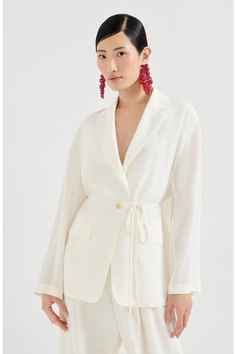 Sablé crêpe blazer, Main, color, White