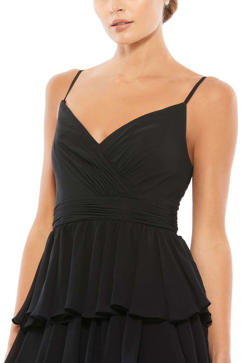 Sleeveless V Neck Ruffle Skirt Evening Gown, Alternate, color, BLACK