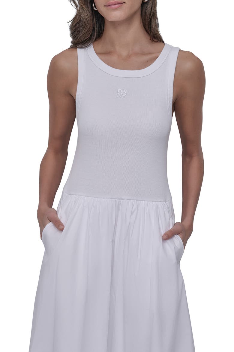 Mixed Media Maxi Dress, Alternate, color, WHITE