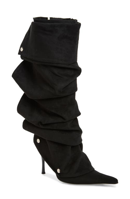 Jeffrey Campbell Origami Pointed Toe Slouch Boot in Black Suede 