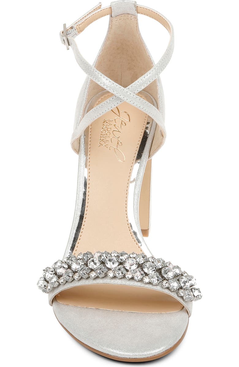 Jewel Badgley Mischka Penny Ankle Strap Sandal, Alternate, color, Silver