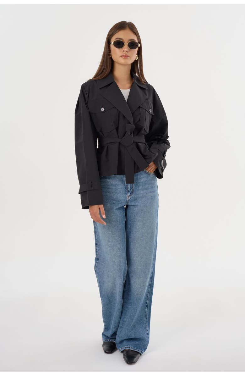 LAMARQUE Quinn | Cropped Trench Coat, Alternate, color, Black