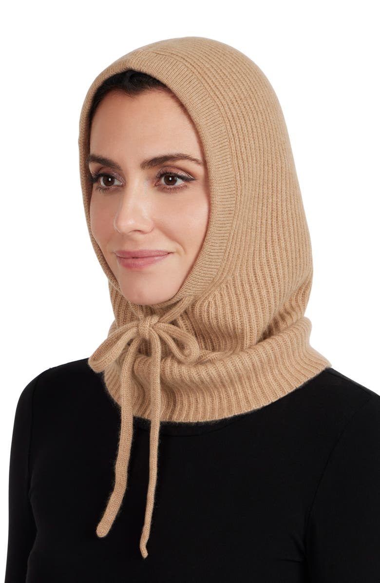 Amicale Cashmere Rib Knit Hood, Alternate, color, Camel