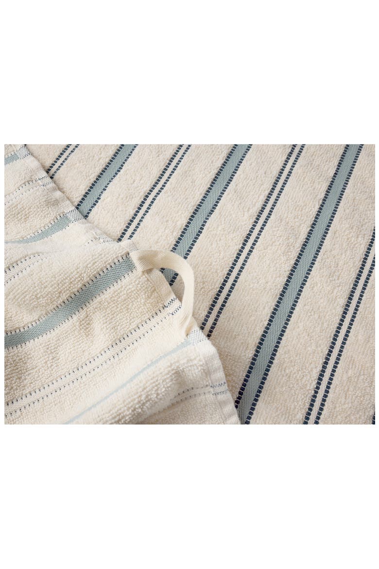 Acacia Organic Cotton Set of 2 Hand Towels, Alternate, color, UNDYED/ MIDNIGHT INDIGO STRIPE