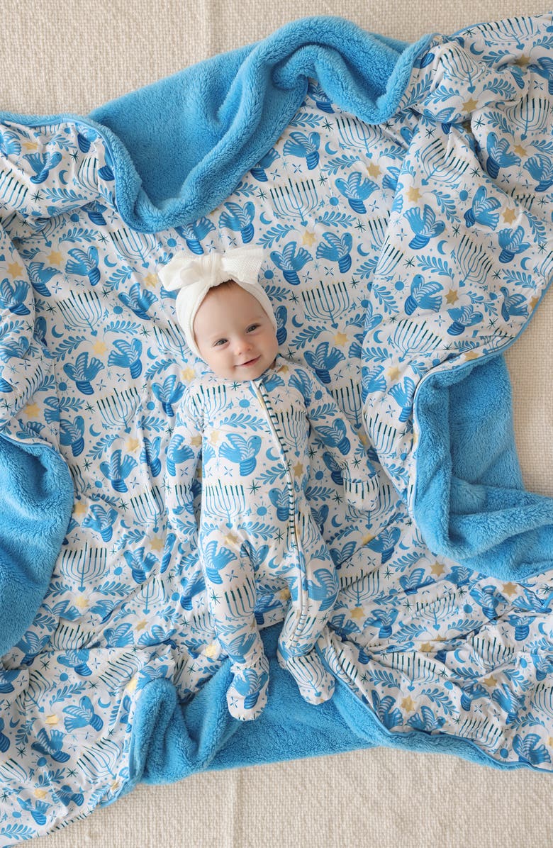 Posh Peanut Lior Zip-Up Footie, Alternate, color, Lior/Blue