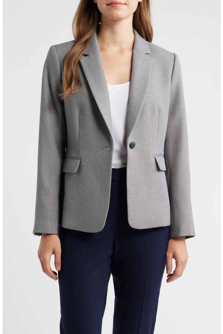 One-Button Blazer, Alternate, color, HEATHER GREY