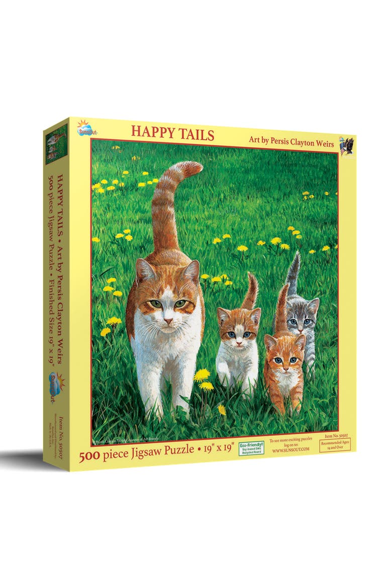 Happy Tails 500 piece Jigsaw Puzzle for Adults, Main, color, Multicolor