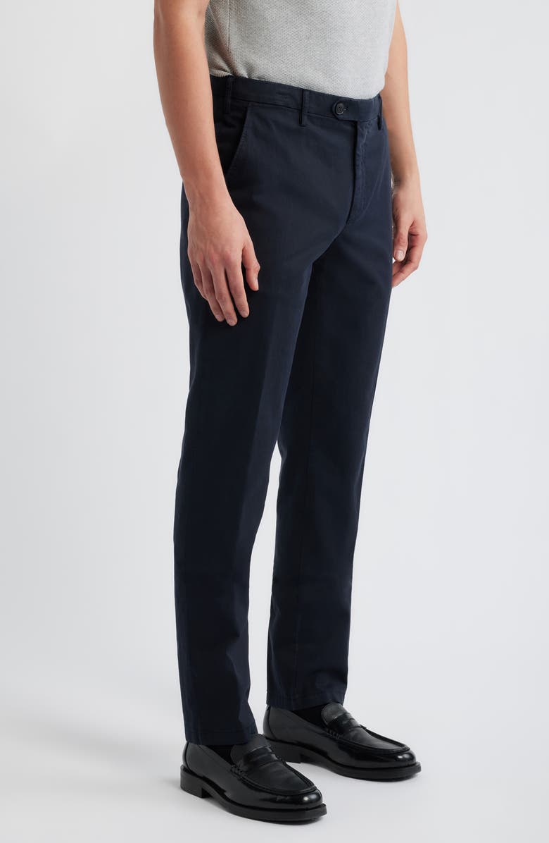 Canali Flat Front Stretch Cotton Blend Gabardine Chinos, Alternate, color, Navy