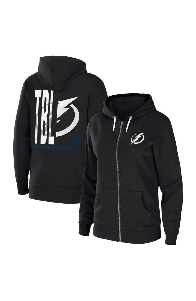 WEAR by Erin Andrews Women's WEAR by Erin Andrews Black Tampa Bay Lightning Sponge Fleece Full-Zip Hoodie, Main, color, 