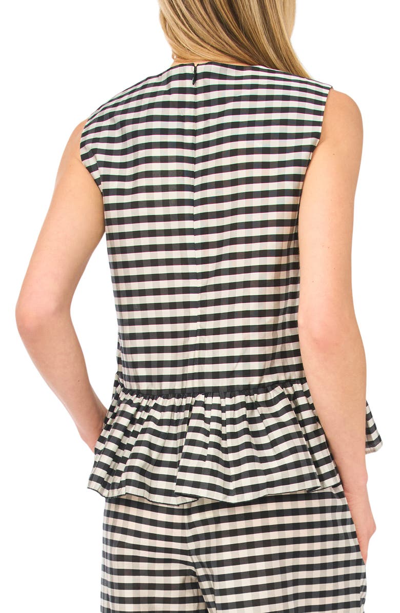 Ted Baker Colette Gingham Sleeveless Peplum Top, Alternate, color, Rich Black
