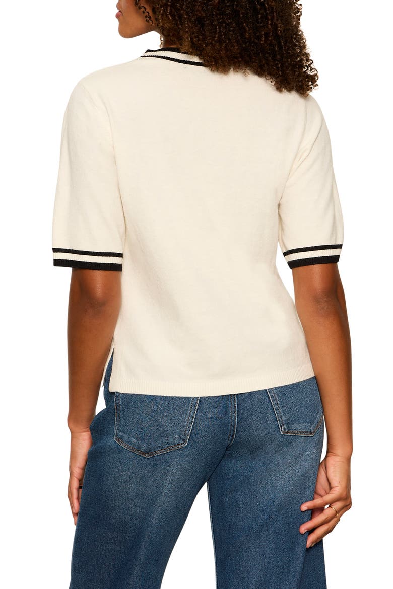 Perfect Tipped Short Sleeve Sweater, Alternate, color, CHALK W B
