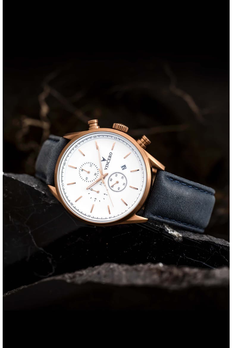 The Chrono S Chronograph Leather Strap Watch, 43mm, Alternate, color, COPPER/ SLATE BLUE