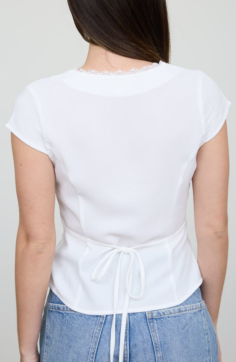 Blu Pepper Lace Trim Cap Sleeve Button-Up Top, Alternate, color,