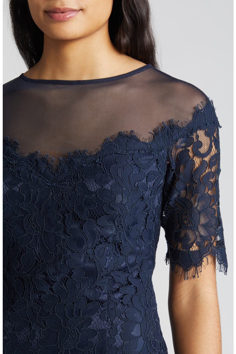 Lace Cocktail Sheath Dress, Alternate, color, NAVY