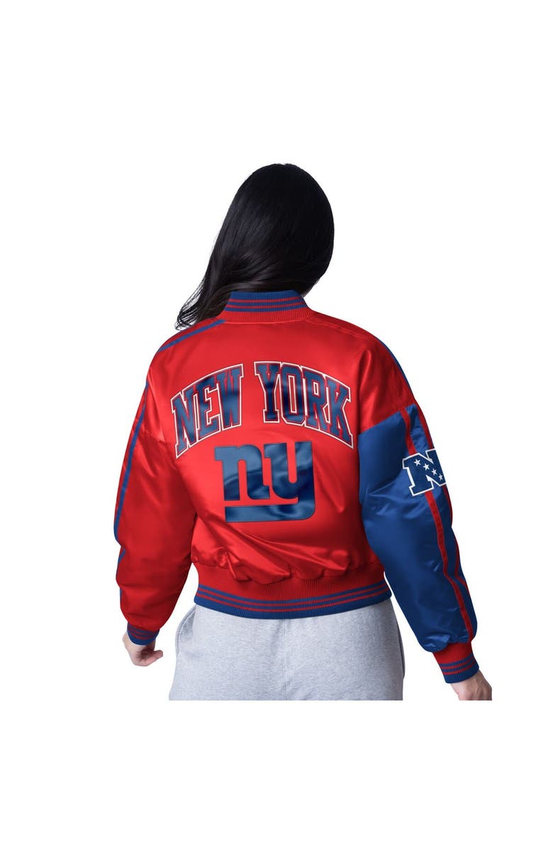 STARTER Women's Starter Red/Royal New York Giants Cropped Full-Snap Jacket, Alternate, color, Red