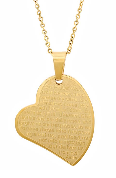 Lord's Prayer Heart Pendant Necklace