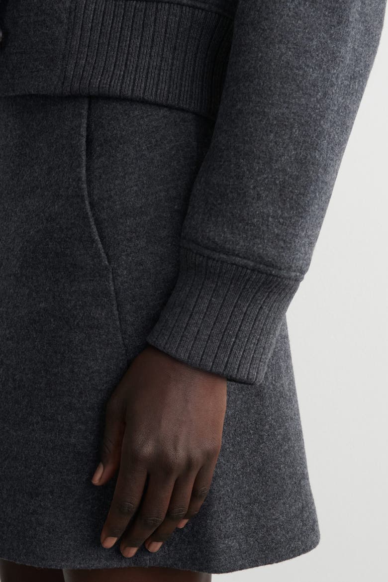 Boiled Merino Wool Mini Skirt, Alternate, color, GRAY