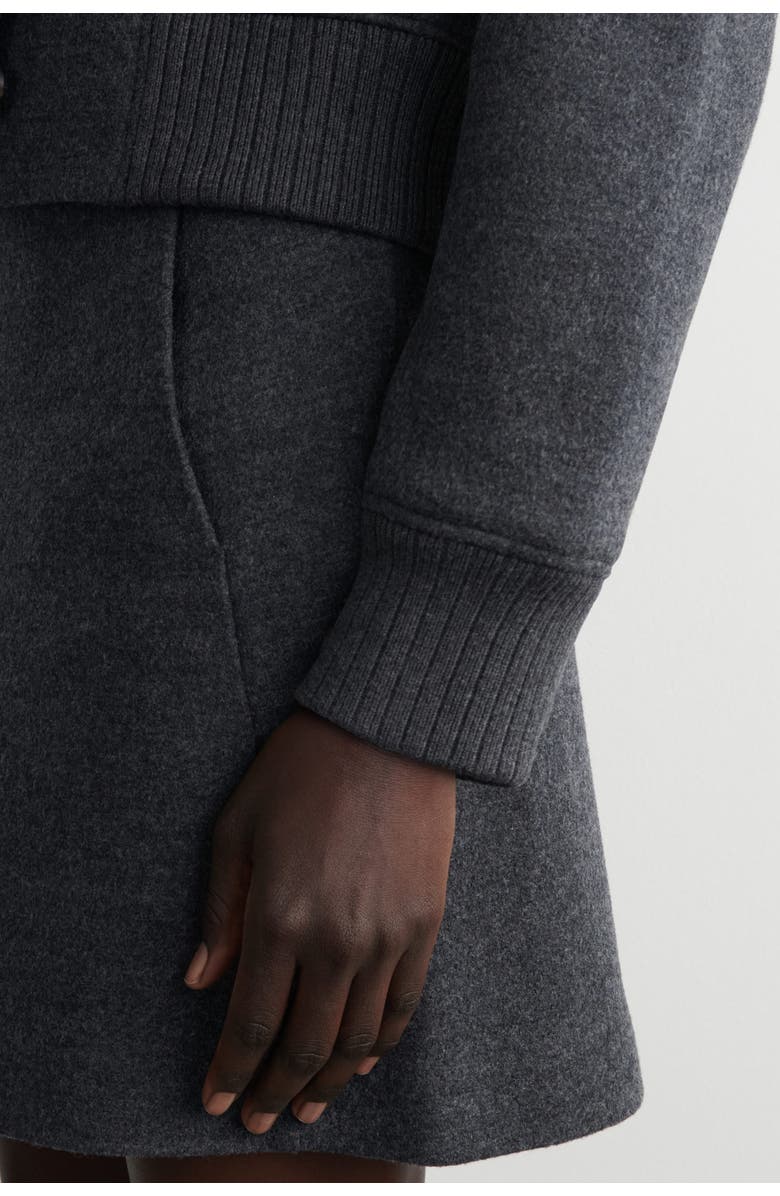 COS Boiled Merino Wool Mini Skirt, Alternate, color, Gray