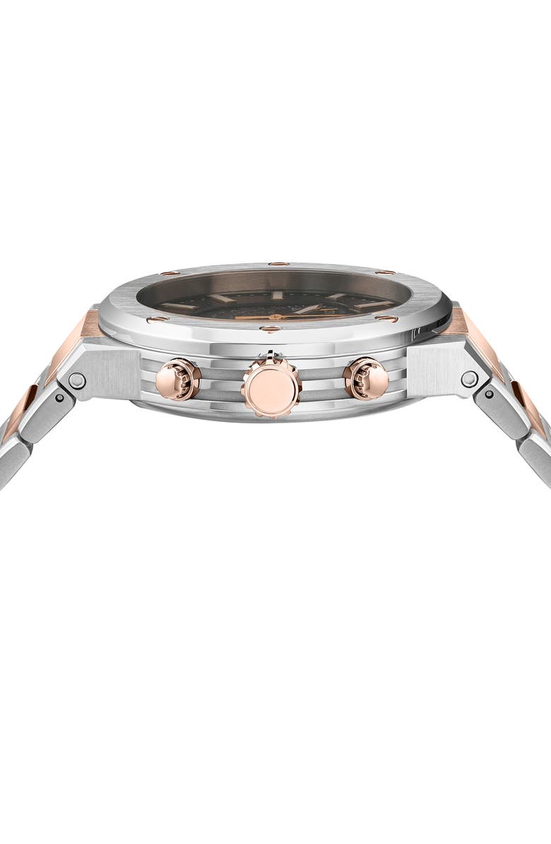 FERRAGAMO F-80 Bracelet Strap Chronograph Watch, 42mm, Alternate, color, Two Tone