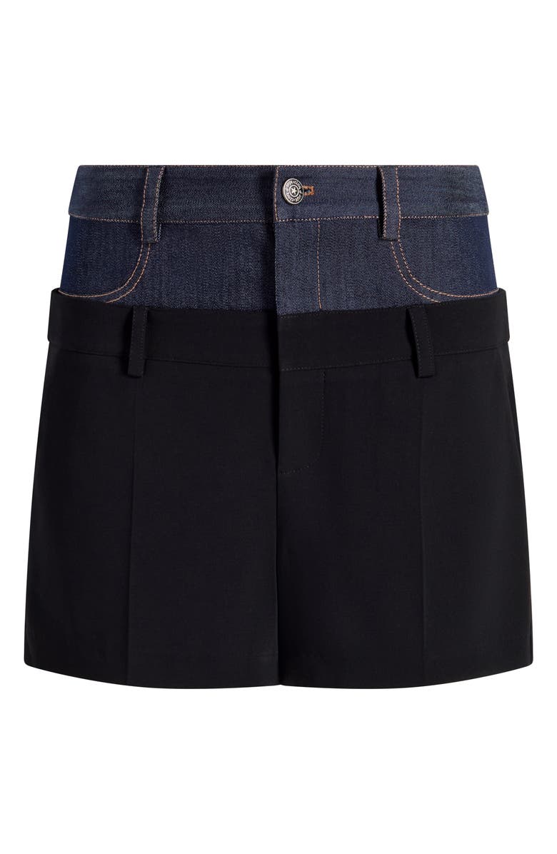 Cinq à Sept Dionne Mixed Media Shorts, Alternate, color, Black/ Indigo