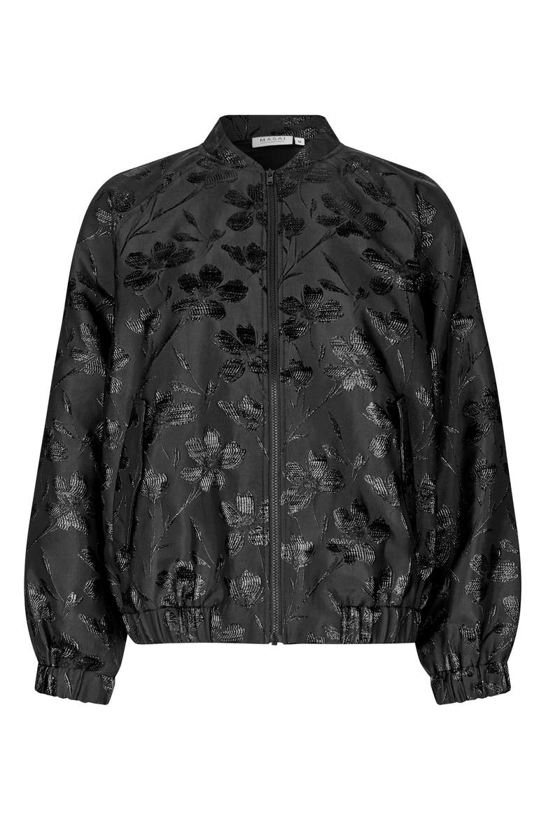 MaJossana Jacquard Bomber Jacket, Alternate, color, Black