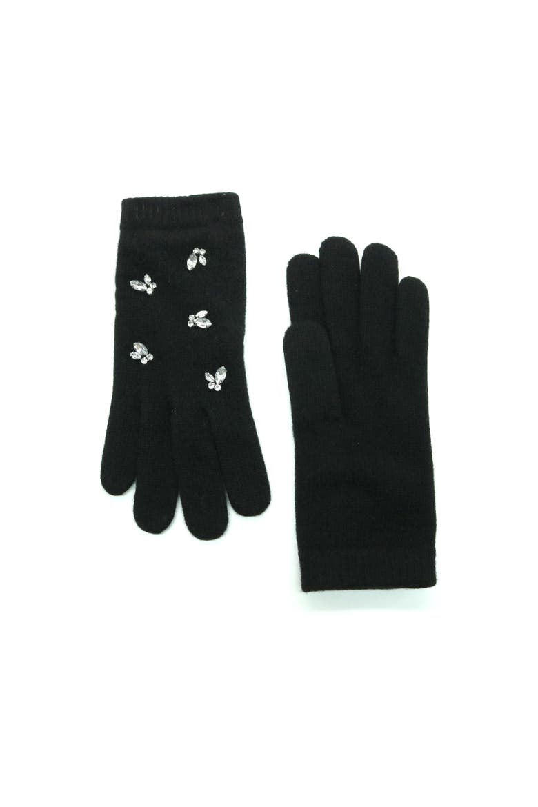 Cashmere gloves with stones, Alternate, color, BLACK