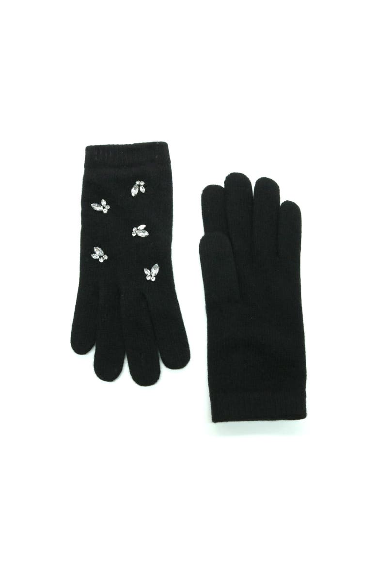 Portolano Cashmere gloves with stones, Alternate, color, Black