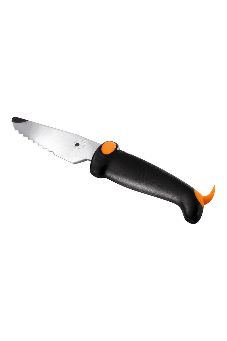Kinder Kitchen Serrated Dog Knife, 3-Inch, Black/Orange, Main, color, Black