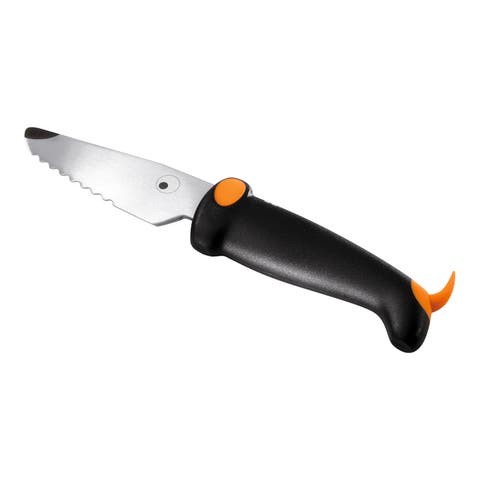 Kinder Kitchen Serrated Dog Knife, 3-Inch, Black/Orange