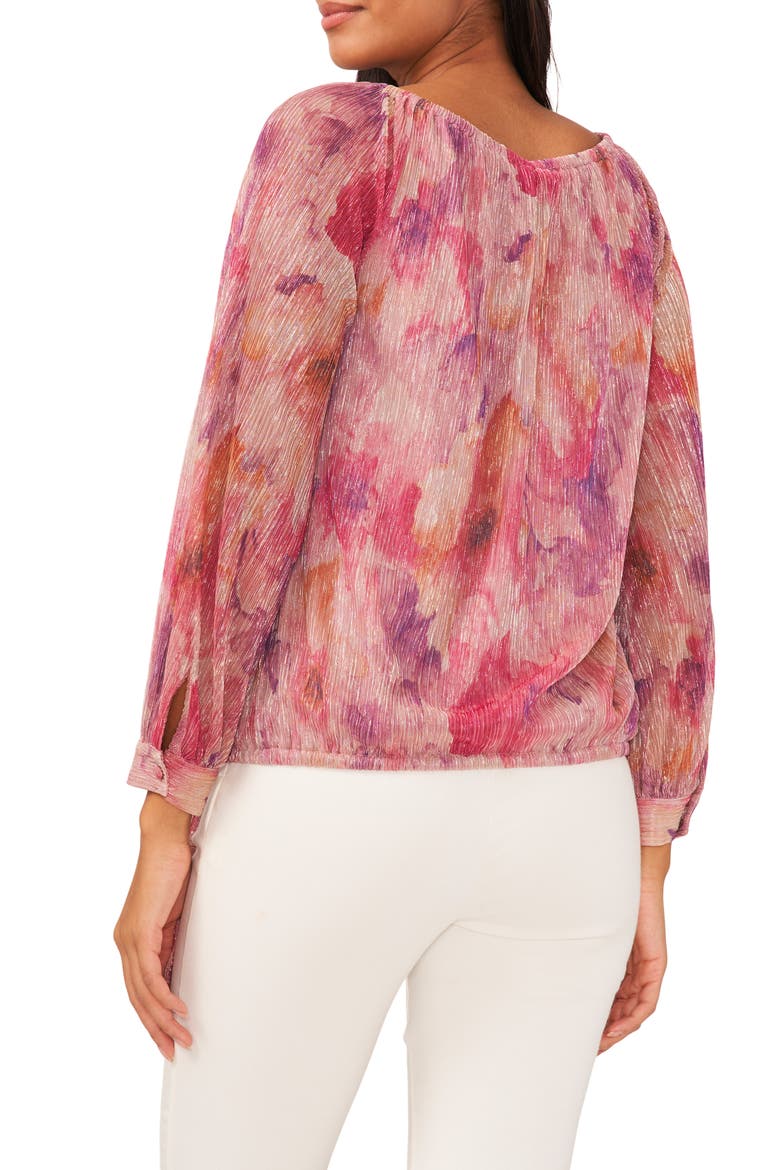 Metallic Floral Blouse, Alternate, color, BEIGE/PINK