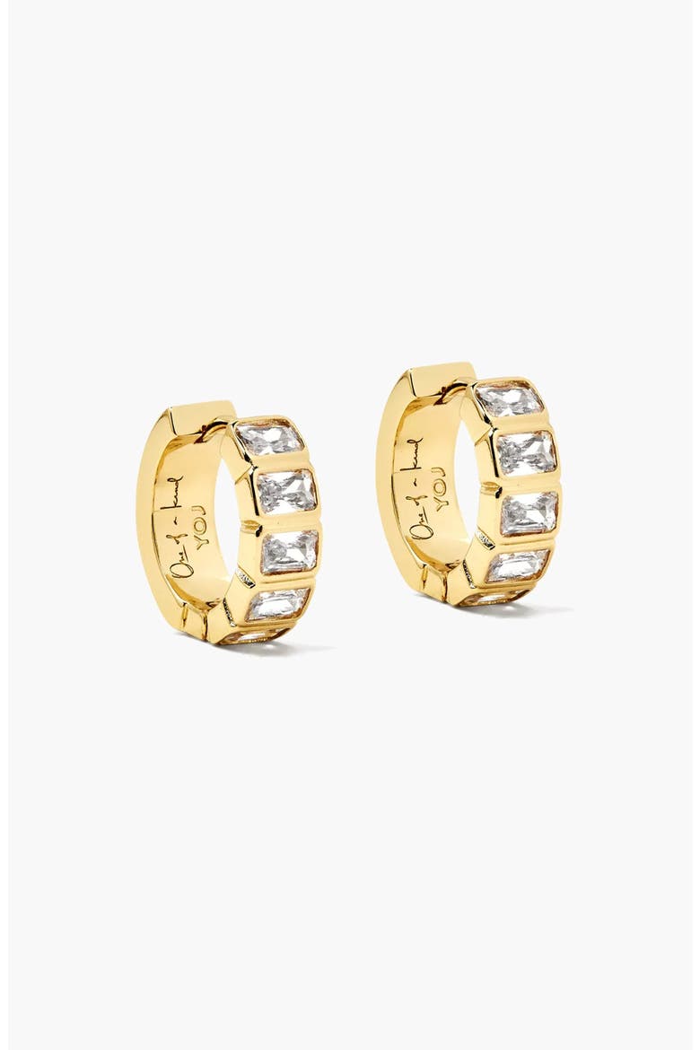 Kwarlo Mini Pave Hoop Earrings In Gold And Crystals, Main, color, Gold