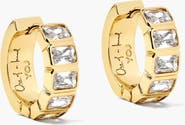 YOJ Kwarlo Mini Pave Hoop Earrings In Gold And Crystals