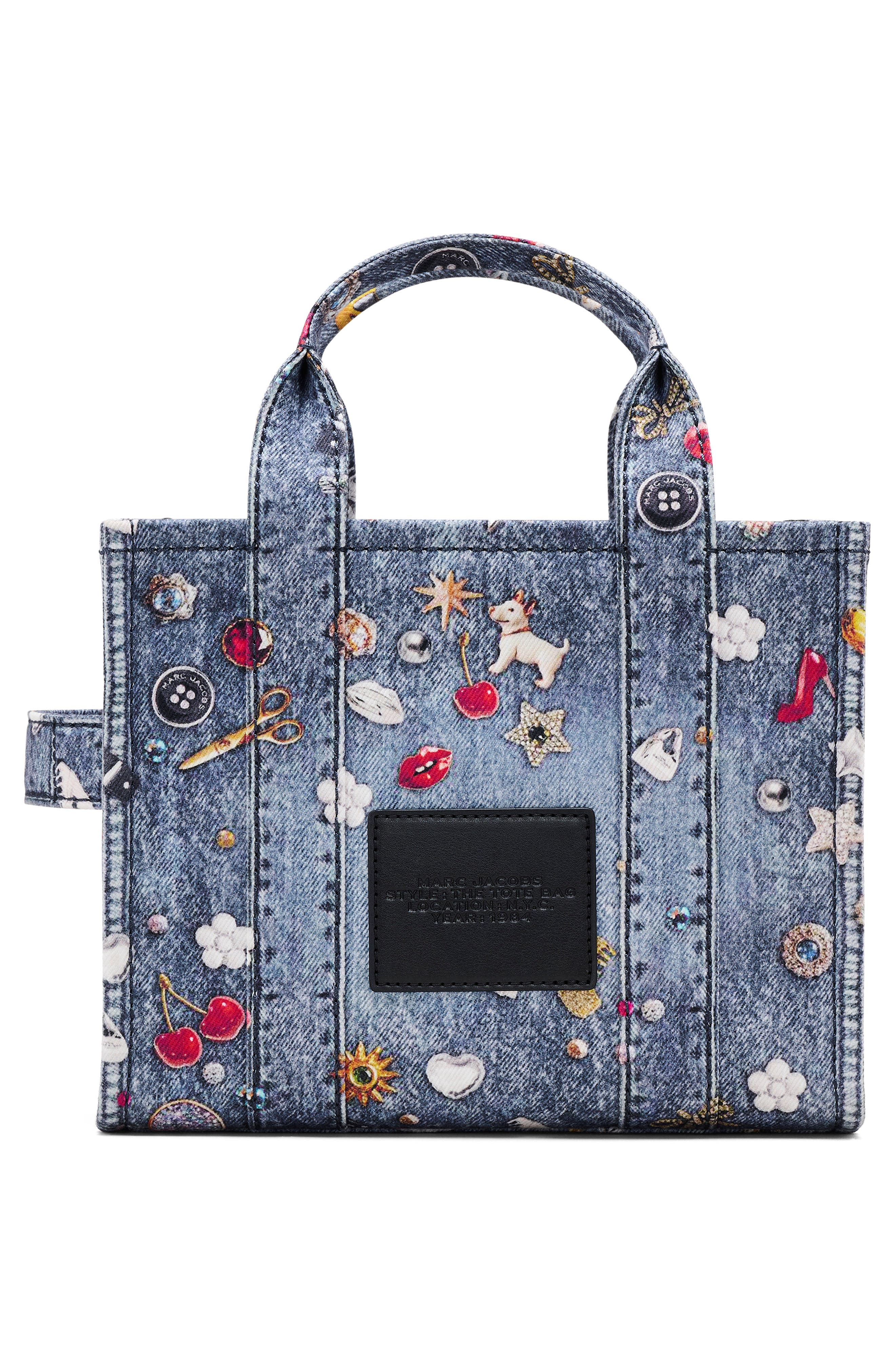 Marc Jacobs The Small Denim Tote, Alternate, color, Medium Wash Multi