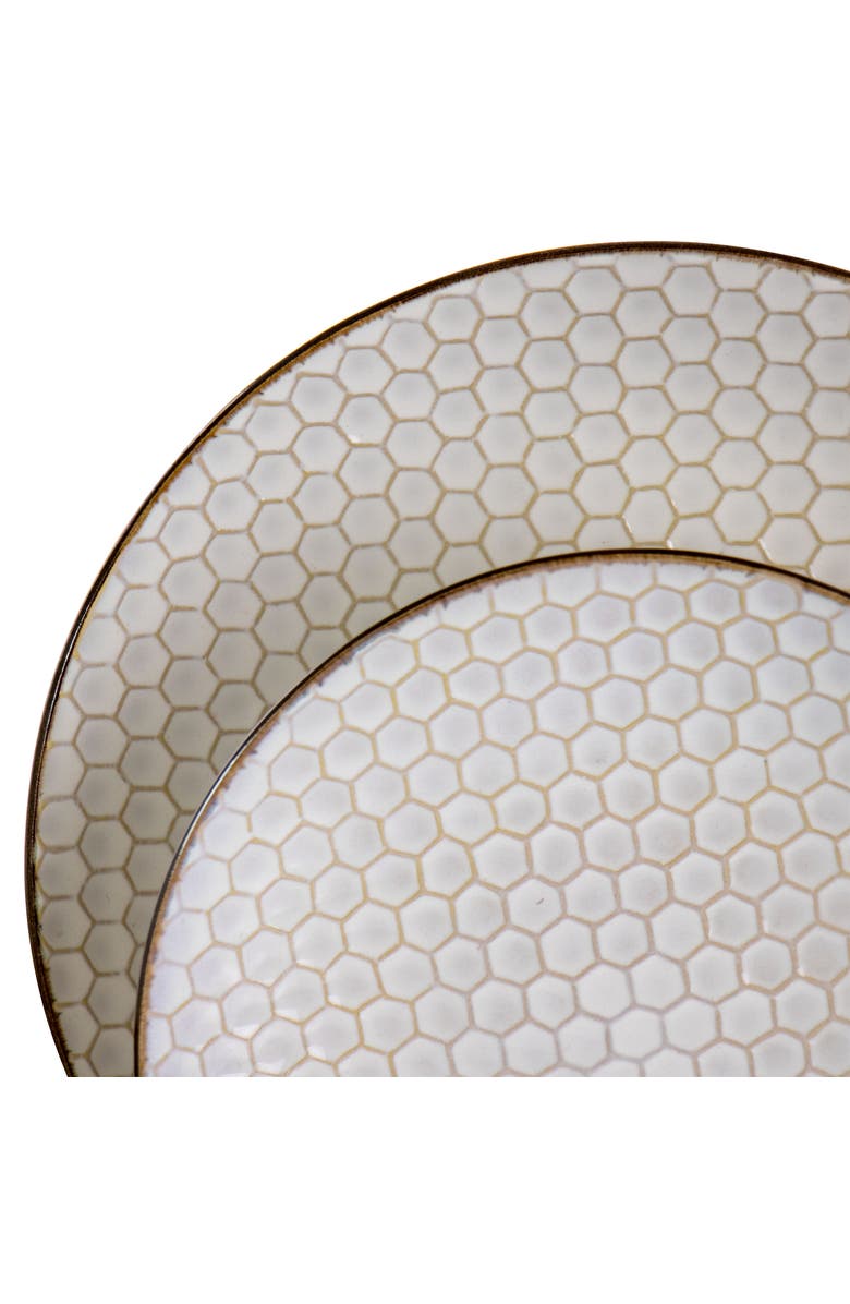 Elama Honey Ivory 16 Piece Stoneware Dinnerware Set, Alternate, color, White