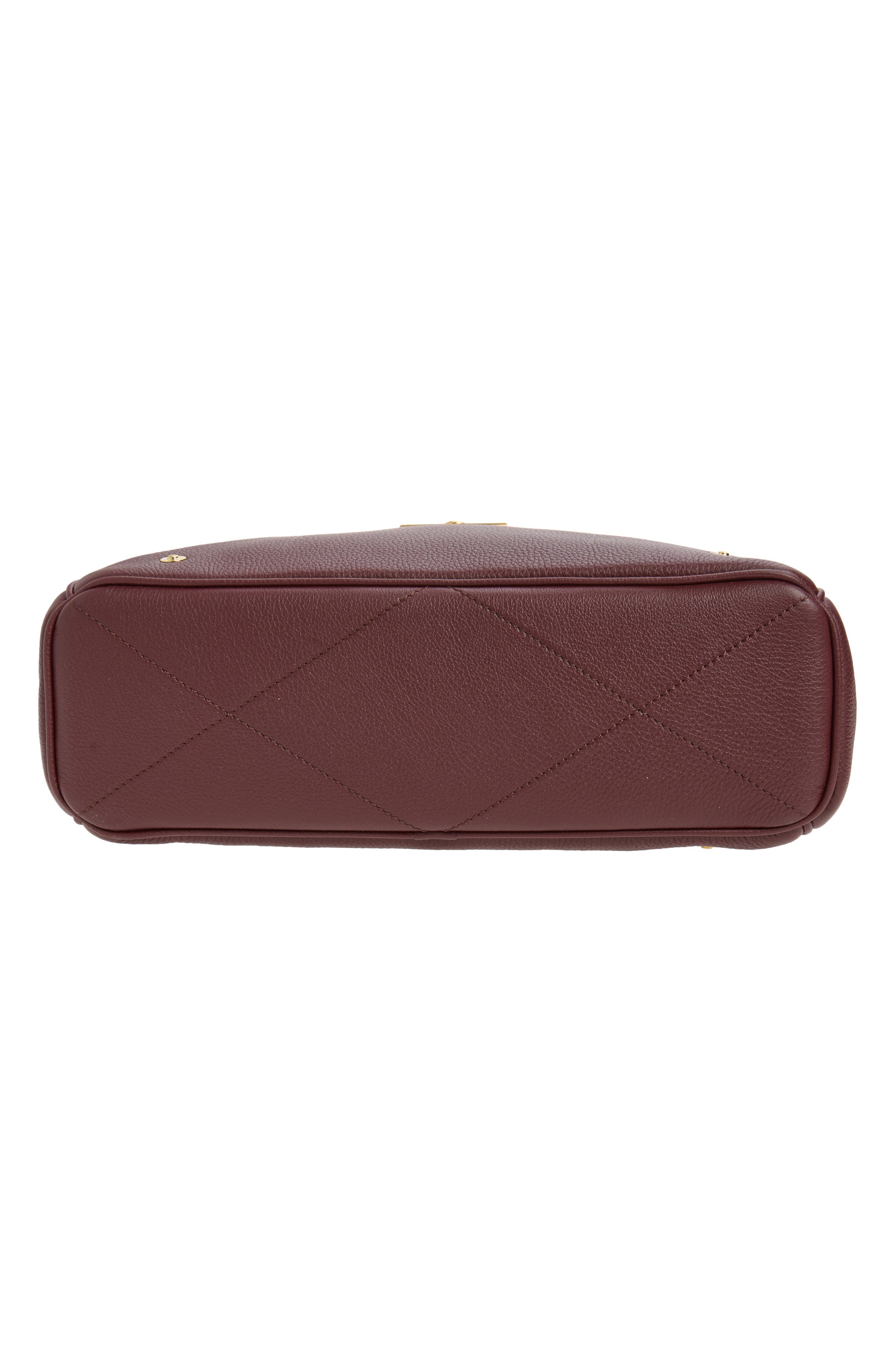 Thom Browne Small Bolton Soft Pebble Grain Leather Top Handle Bag, Alternate, color, Dark Burgundy