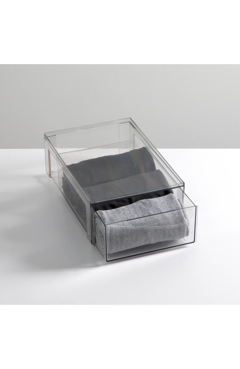 mDesign Stackable Storage Drawer - Pull-Out Sliding Organizer for Kitchen, Pantry - Clear - 4 Pack, Alternate, color, Clear