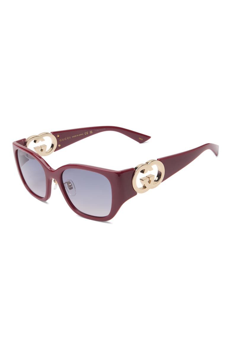 55mm Square Sunglasses, Alternate, color, BURGUNDY BURGUNDY GREY