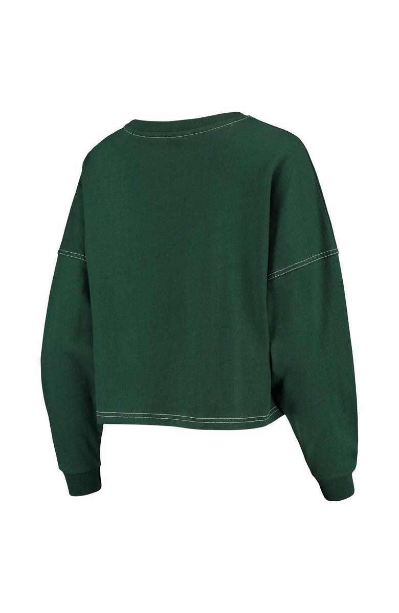 CHICKA-D Women's chicka-d Green Michigan State Spartans Vintage Jersey Boxy Big Long Sleeve T-Shirt, Alternate, color, 