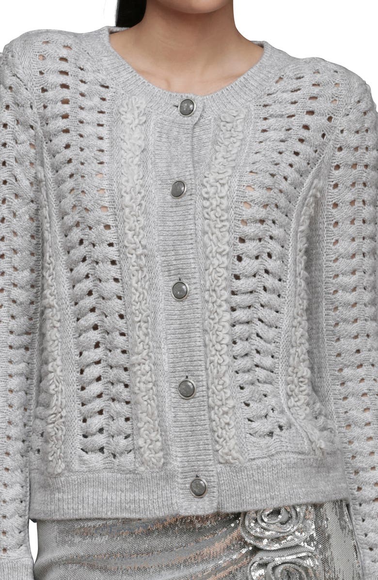Avec Les Filles Open Stitch Cardigan, Alternate, color, Grey