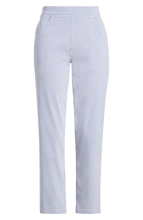 Hue Spring Stripe Cigarette Pull-on Pants In Blue Stripe