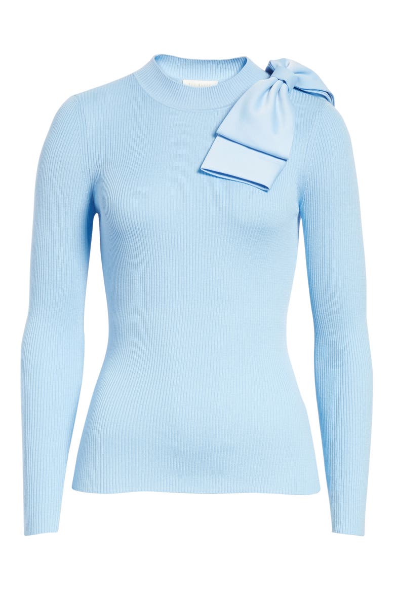 Bow Detail Ribbed Sweater, Alternate, color, PALE BLUE