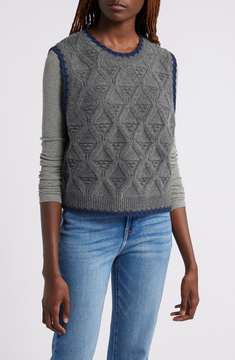 Treasure & Bond Merino Wool & Cotton Pointelle Sweater Vest, Main, color,