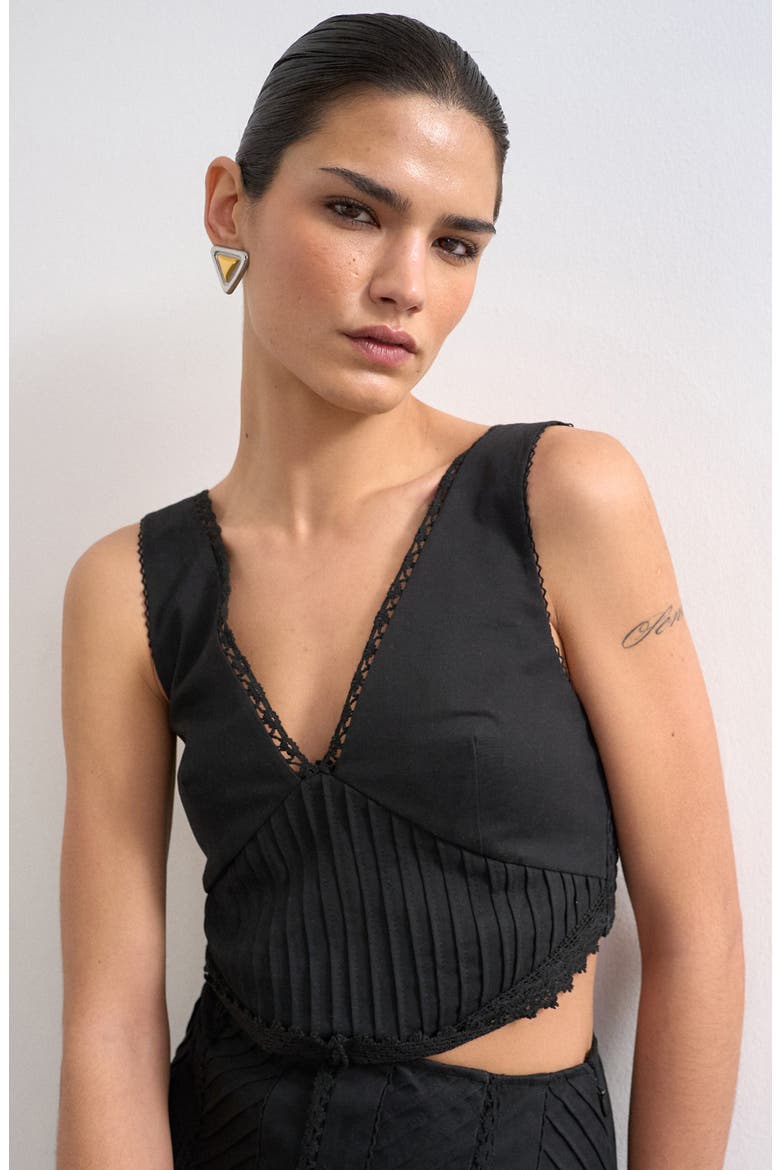 Pintuck Detail Cotton Maxi Dress, Alternate, color, BLACK